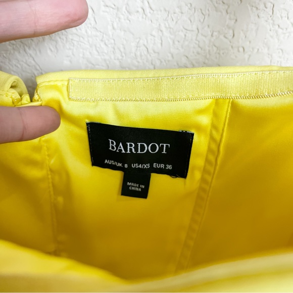 Bardot Georgia Strapless Cocktail Dress Yellow Midi Size 4 XS - Picture 3 of 5